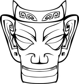 三星堆青铜面具矢量图