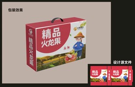水果火龙果包装效果图+平面图 