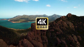 航拍远山大海美景