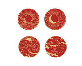 中国风装饰纹样 日月纹样