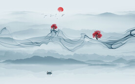 中式意境山水装饰画背景墙