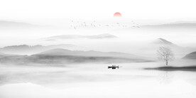 新款山水背景新画 psd分层