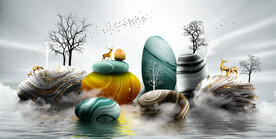 晶瓷画 抽象画 石头