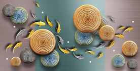 晶瓷画 圆圈 鱼群