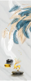 晶瓷画抽象线条羽毛麋鹿