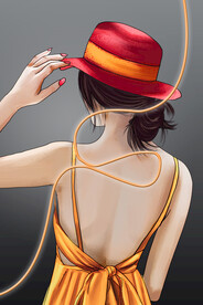 光影线条插画人物玄关装饰画