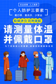 请测体温戴口罩疫情防控海报