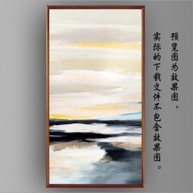 北欧风抽象大海油画玄关装饰画