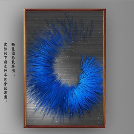 宝石蓝抽象线条玄关装饰画