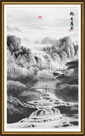 竖幅水墨画