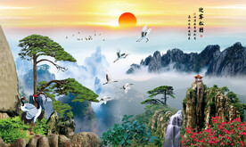 迎客松山水画