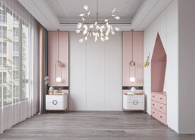 现代卧室背景墙空场景