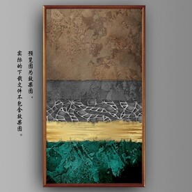 抽象金色几何玄关装饰油画