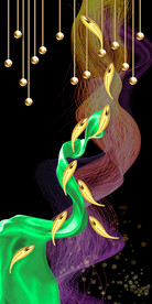 创意九鱼聚财玄关背景墙装饰画