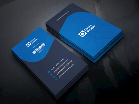 蓝色灰色简约企业商务名片设计