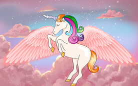 粉色翅膀独角兽背景墙