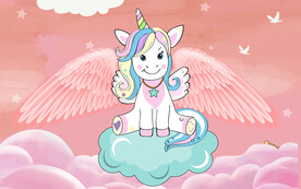 粉色翅膀独角兽背景墙