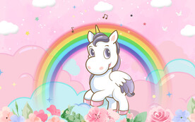 粉色可爱独角兽背景墙