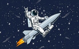 卡通星空宇航员背景墙