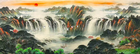 流水生财山水画