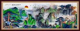 泰山日出油画