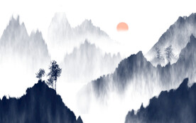 轻奢装饰画 意境水墨山水画