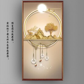 光影抽象几何麋鹿风景玄关装饰画