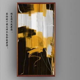 抽象金色油画玄关装饰画
