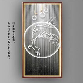 光影抽象麋鹿玄关装饰画