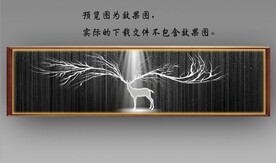 光影月色麋鹿山水床头画