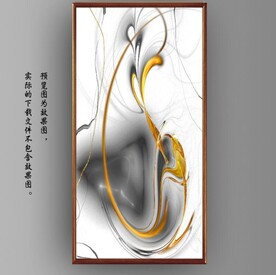 新中式抽象金色水墨玄关装饰画