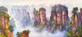山水中堂油画
