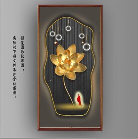 光影灯带画中镜金莲玄关装饰画
