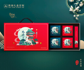 月饼包装 中秋礼盒平面展开图
