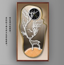 光影灯带画中镜麋鹿玄关装饰画