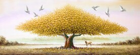 装饰画 新中式山水画 金色树