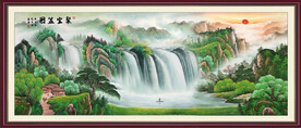 旭日东升山水画