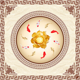 新中式富贵有余吊顶壁画