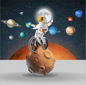 北欧风卡通宇航员儿童房装饰画