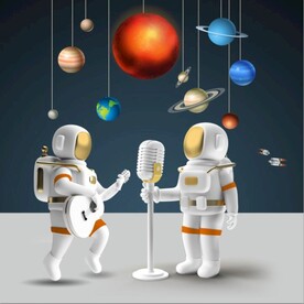 北欧风卡通宇航员儿童房装饰画