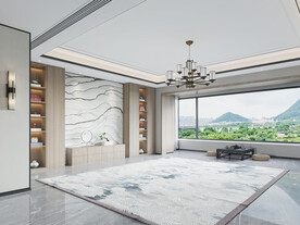 新中式客厅空场景家具空景