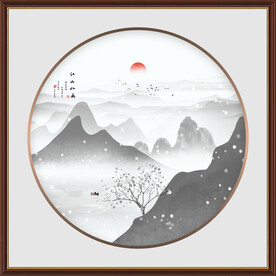 圆形水墨画