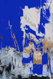 抽象几何色块划痕拼接油画玄关