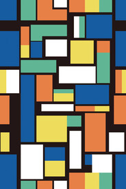 几何图形彩块印花四方连续