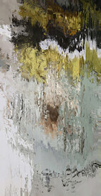 灰绿抽象色块笔触拼接油画玄关