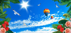 蓝天白云电视背景墙