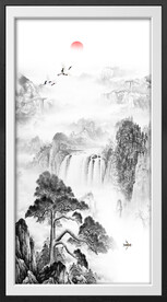 竖幅水墨画