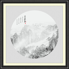 圆形水墨画