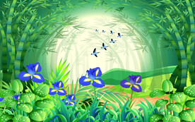 3D竹报平安背景墙