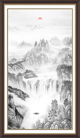 竖幅水墨画